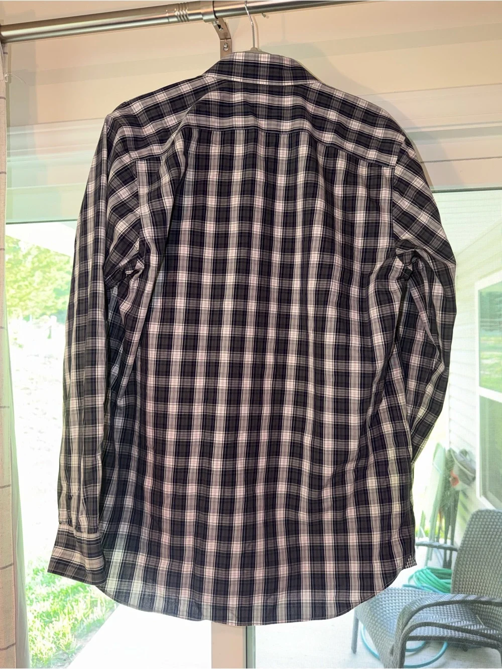 Banana Republic Black & White Plaid Button-Down Shirt